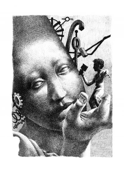 Cristiano Quagliozzi “Invenzione della scultura”, inchiostro su Carta. Roma 2014 cm 30 x 21. 600 euro
