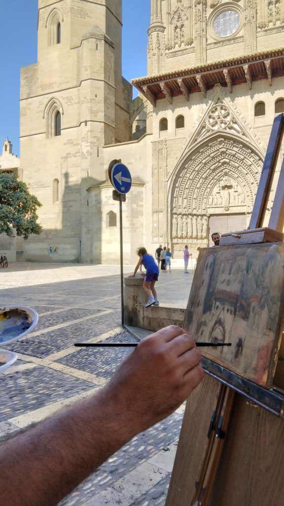 Documentazione dipinto en plein air della Cattedrale di Huesca