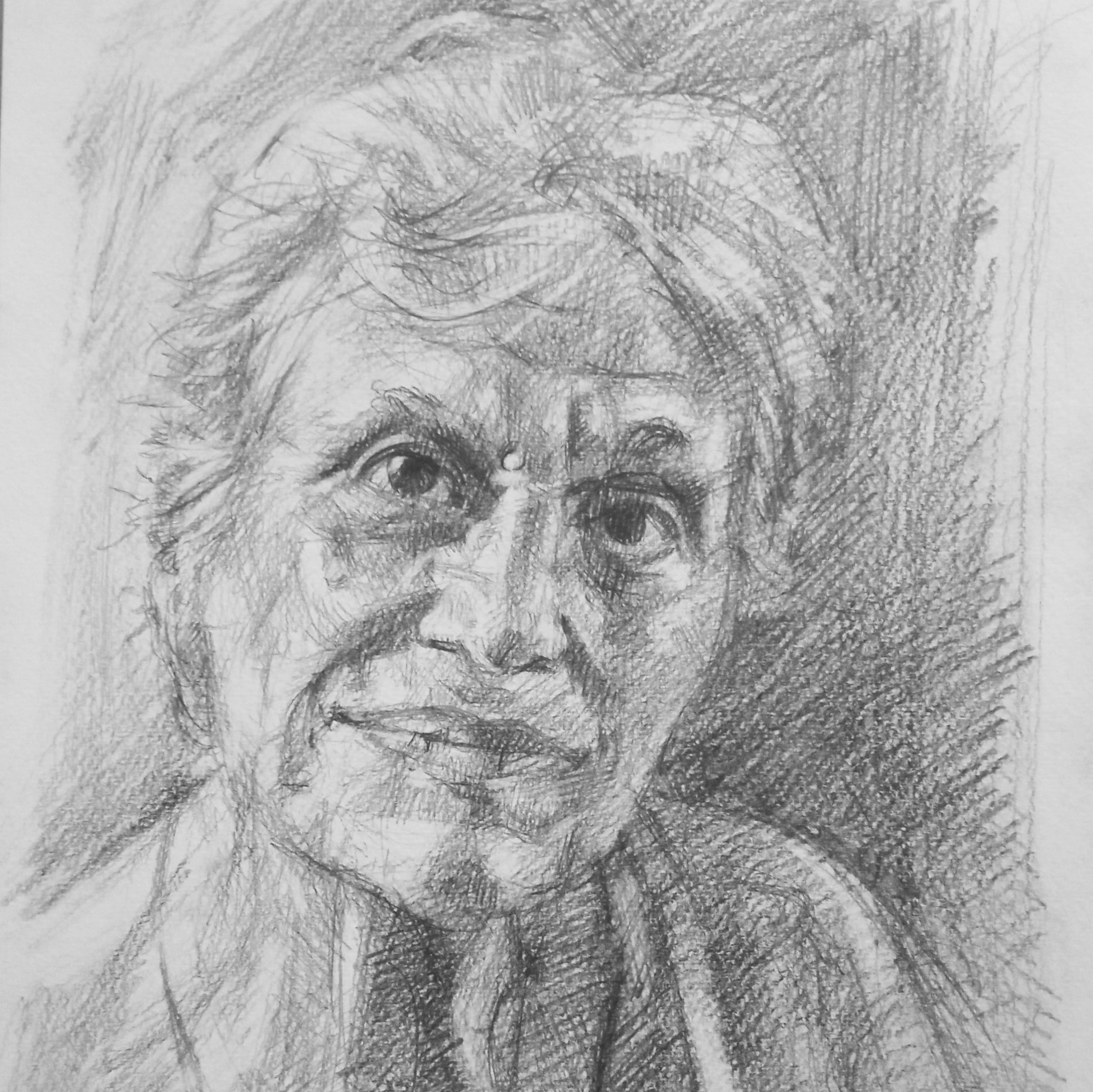 Ritratto di mia madre Stefania. Matita su carta. Roma 2021
