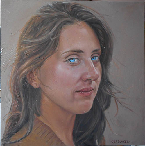 Ritratto di Milena, olio su tela cm 50 x 50, Roma 2016