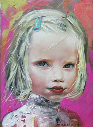 Ritratto di Bimba, olio su tela cm 20 x 30, Roma 2017